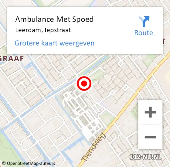 Locatie op kaart van de 112 melding: Ambulance Met Spoed Naar Leerdam, Iepstraat op 30 juni 2022 04:13