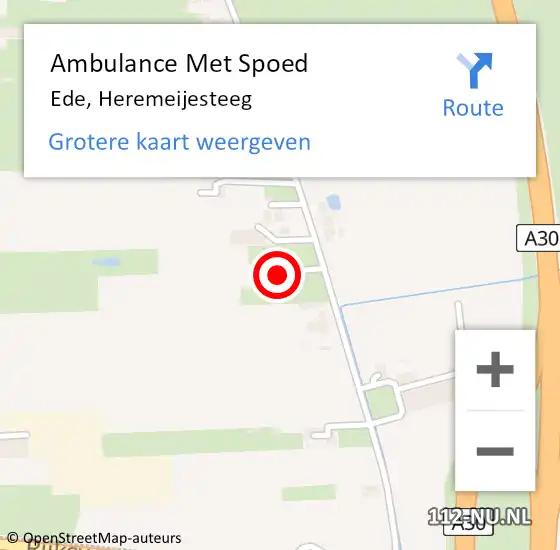 Locatie op kaart van de 112 melding: Ambulance Met Spoed Naar Ede, Heremeijesteeg op 30 juni 2022 06:38