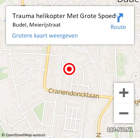 Locatie op kaart van de 112 melding: Trauma helikopter Met Grote Spoed Naar Budel, Meierijstraat op 30 juni 2022 06:50