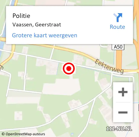 Locatie op kaart van de 112 melding: Politie Vaassen, Geerstraat op 30 juni 2022 06:55