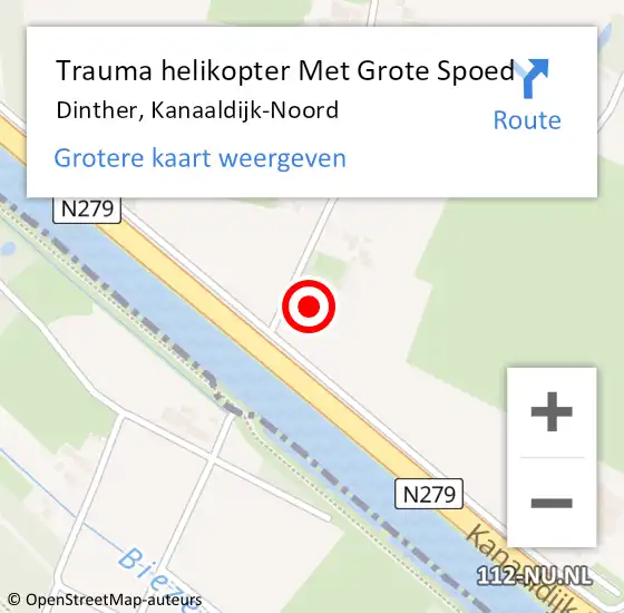 Locatie op kaart van de 112 melding: Trauma helikopter Met Grote Spoed Naar Dinther, Kanaaldijk-Noord op 30 juni 2022 07:28