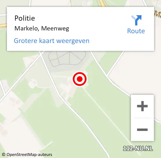 Locatie op kaart van de 112 melding: Politie Markelo, Meenweg op 30 juni 2022 07:41