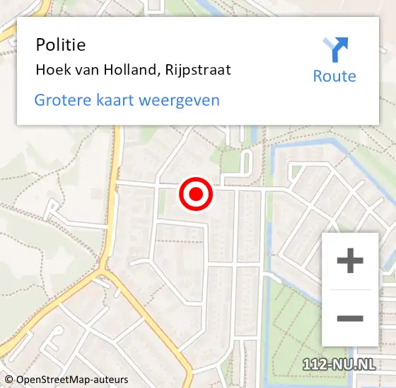 Locatie op kaart van de 112 melding: Politie Hoek van Holland, Rijpstraat op 30 juni 2022 07:46
