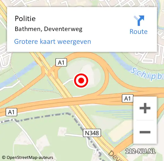 Locatie op kaart van de 112 melding: Politie Bathmen, Deventerweg op 30 juni 2022 08:17