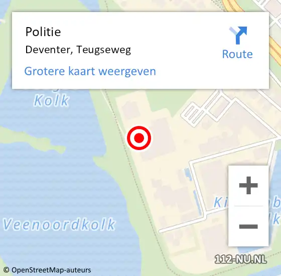 Locatie op kaart van de 112 melding: Politie Deventer, Teugseweg op 30 juni 2022 08:18