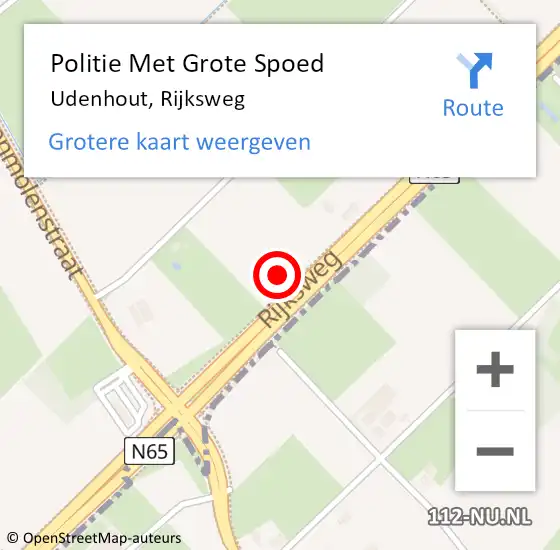Locatie op kaart van de 112 melding: Politie Met Grote Spoed Naar Udenhout, Rijksweg op 30 juni 2022 08:24