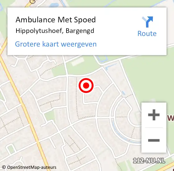 Locatie op kaart van de 112 melding: Ambulance Met Spoed Naar Hippolytushoef, Bargengd op 30 juni 2022 08:43