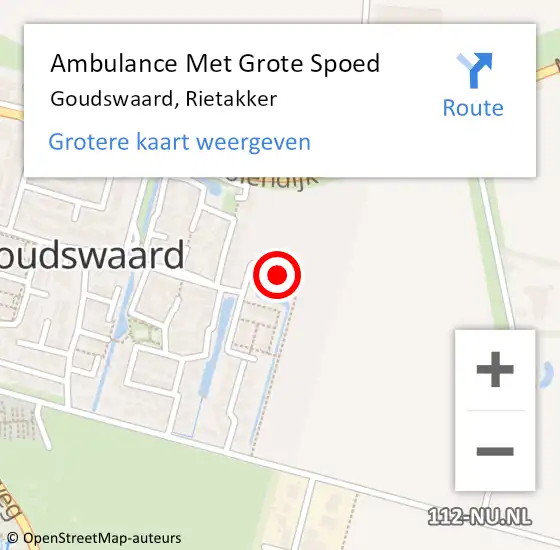 Locatie op kaart van de 112 melding: Ambulance Met Grote Spoed Naar Goudswaard, Rietakker op 30 juni 2022 08:55