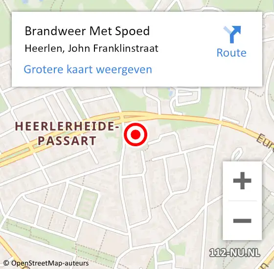 Locatie op kaart van de 112 melding: Brandweer Met Spoed Naar Heerlen, John Franklinstraat op 30 juni 2022 09:02