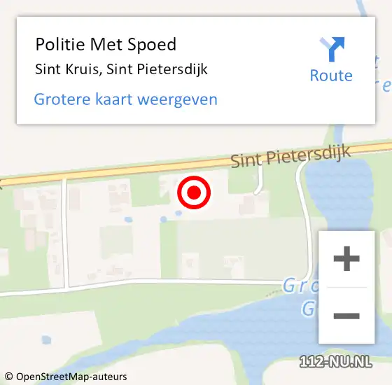 Locatie op kaart van de 112 melding: Politie Met Spoed Naar Sint Kruis, Sint Pietersdijk op 30 juni 2022 09:07