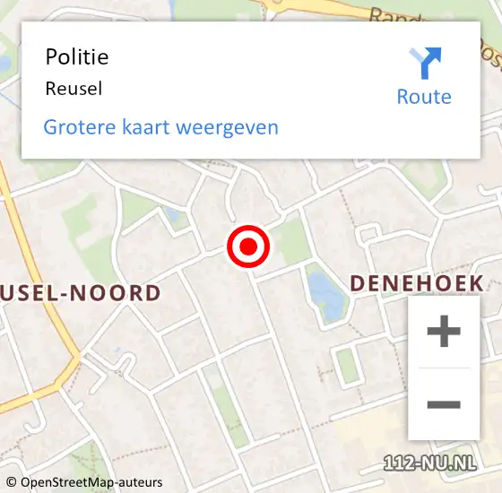 Locatie op kaart van de 112 melding: Politie Reusel op 30 juni 2022 09:08