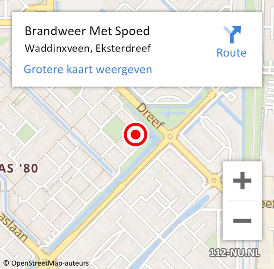 Locatie op kaart van de 112 melding: Brandweer Met Spoed Naar Waddinxveen, Eksterdreef op 30 juni 2022 09:32