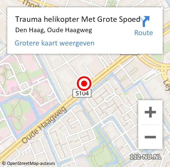 Locatie op kaart van de 112 melding: Trauma helikopter Met Grote Spoed Naar Den Haag, Oude Haagweg op 30 juni 2022 09:38