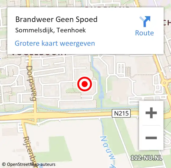 Locatie op kaart van de 112 melding: Brandweer Geen Spoed Naar Sommelsdijk, Teenhoek op 30 juni 2022 09:47