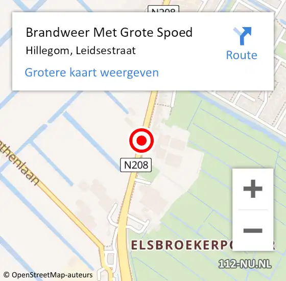 Locatie op kaart van de 112 melding: Brandweer Met Grote Spoed Naar Hillegom, Leidsestraat op 21 juli 2014 19:05