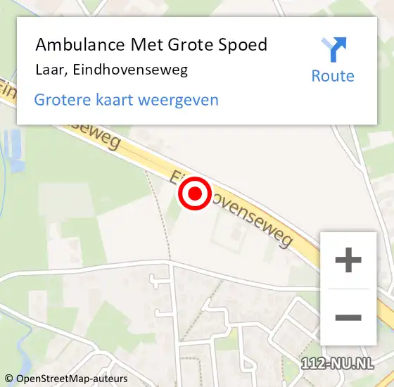 Locatie op kaart van de 112 melding: Ambulance Met Grote Spoed Naar Laar, Eindhovenseweg op 21 juli 2014 19:06