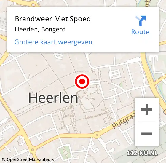 Locatie op kaart van de 112 melding: Brandweer Met Spoed Naar Heerlen, Bongerd op 30 juni 2022 10:40