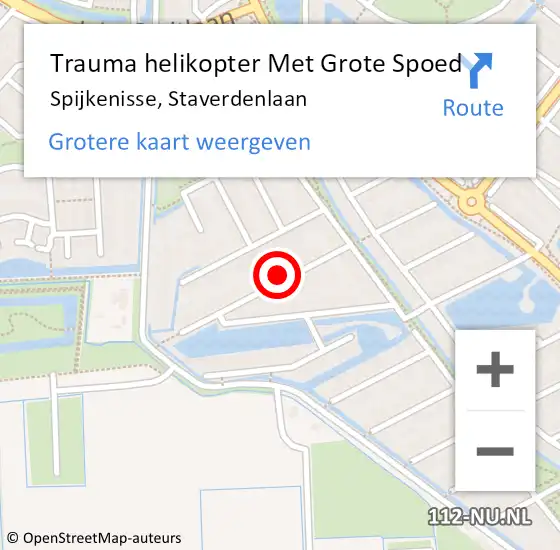 Locatie op kaart van de 112 melding: Trauma helikopter Met Grote Spoed Naar Spijkenisse, Staverdenlaan op 30 juni 2022 10:47