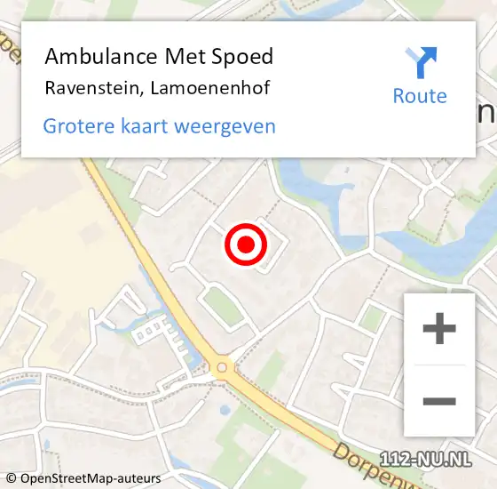 Locatie op kaart van de 112 melding: Ambulance Met Spoed Naar Ravenstein, Lamoenenhof op 30 juni 2022 10:58