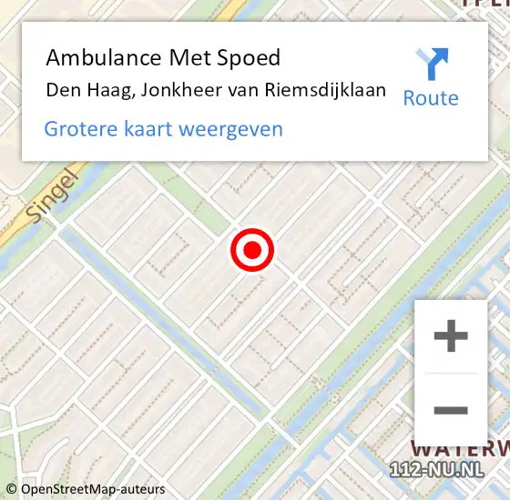 Locatie op kaart van de 112 melding: Ambulance Met Spoed Naar Den Haag, Jonkheer van Riemsdijklaan op 30 juni 2022 10:59