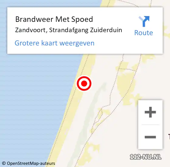 Locatie op kaart van de 112 melding: Brandweer Met Spoed Naar Zandvoort, Strandafgang Zuiderduin op 30 juni 2022 11:03