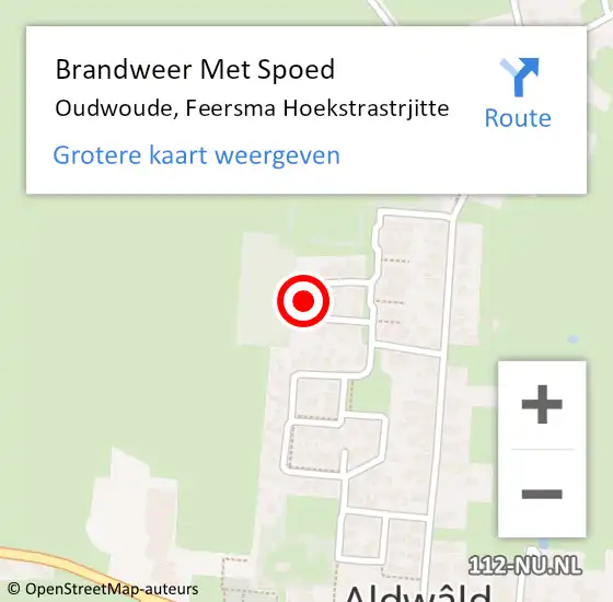 Locatie op kaart van de 112 melding: Brandweer Met Spoed Naar Oudwoude, Feersma Hoekstrastrjitte op 30 juni 2022 11:13