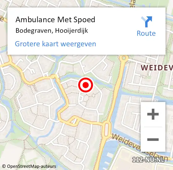 Locatie op kaart van de 112 melding: Ambulance Met Spoed Naar Bodegraven, Hooijerdijk op 30 juni 2022 11:13