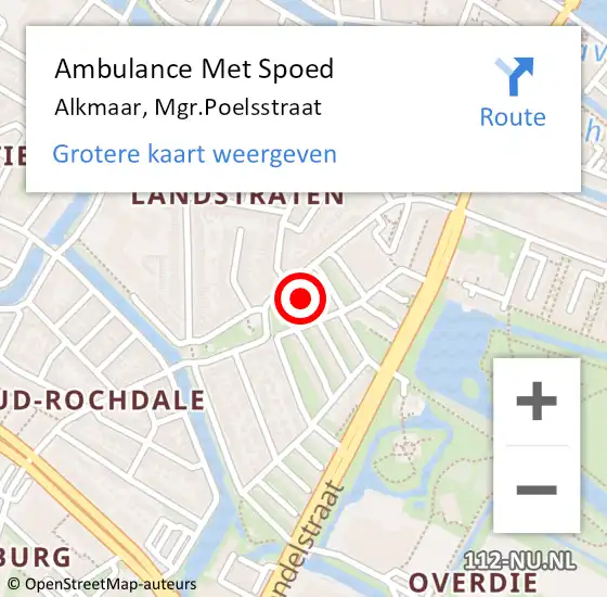 Locatie op kaart van de 112 melding: Ambulance Met Spoed Naar Alkmaar, Mgr.Poelsstraat op 30 juni 2022 11:52