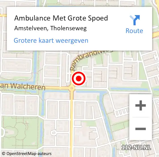 Locatie op kaart van de 112 melding: Ambulance Met Grote Spoed Naar Amstelveen, Tholenseweg op 30 juni 2022 11:58