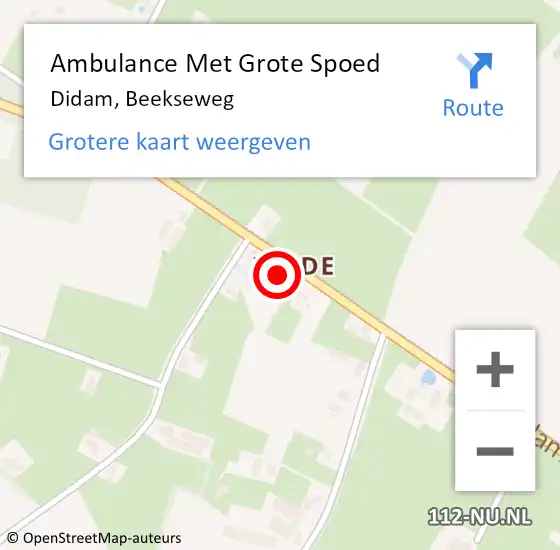 Locatie op kaart van de 112 melding: Ambulance Met Grote Spoed Naar Didam, Beekseweg op 30 juni 2022 12:10