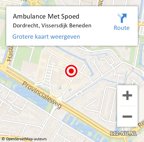 Locatie op kaart van de 112 melding: Ambulance Met Spoed Naar Dordrecht, Vissersdijk Beneden op 30 juni 2022 12:30