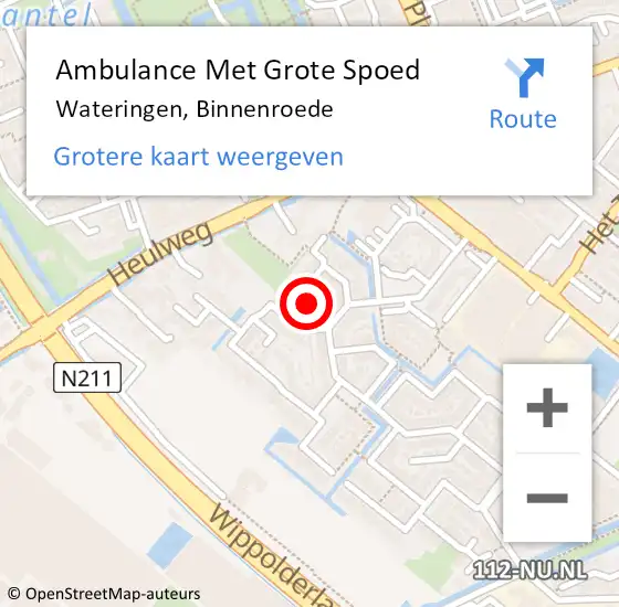 Locatie op kaart van de 112 melding: Ambulance Met Grote Spoed Naar Wateringen, Binnenroede op 30 juni 2022 12:31