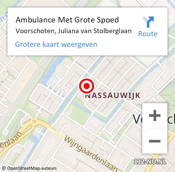 Locatie op kaart van de 112 melding: Ambulance Met Grote Spoed Naar Voorschoten, Juliana van Stolberglaan op 30 juni 2022 12:47