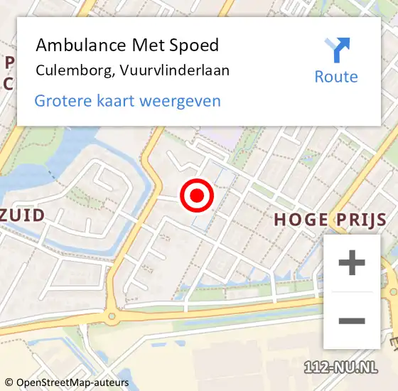 Locatie op kaart van de 112 melding: Ambulance Met Spoed Naar Culemborg, Vuurvlinderlaan op 30 juni 2022 12:53