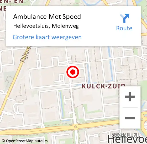 Locatie op kaart van de 112 melding: Ambulance Met Spoed Naar Hellevoetsluis, Molenweg op 30 juni 2022 12:54