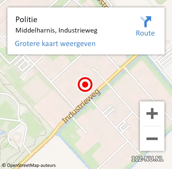 Locatie op kaart van de 112 melding: Politie Middelharnis, Industrieweg op 30 juni 2022 12:55