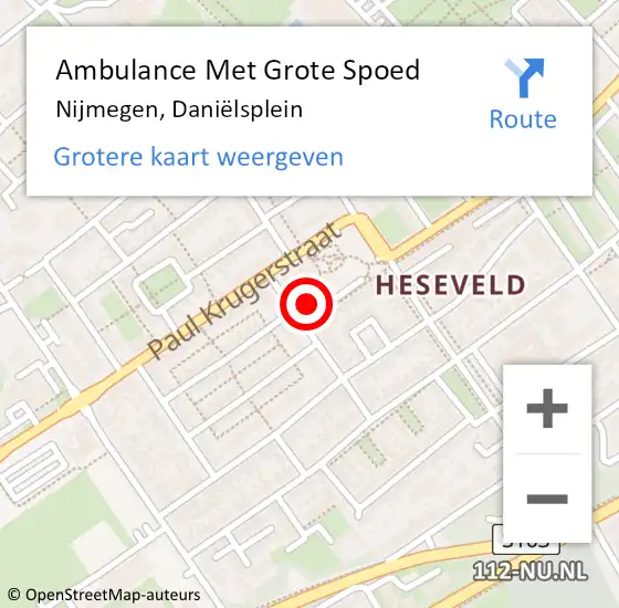 Locatie op kaart van de 112 melding: Ambulance Met Grote Spoed Naar Nijmegen, Daniëlsplein op 30 juni 2022 13:14