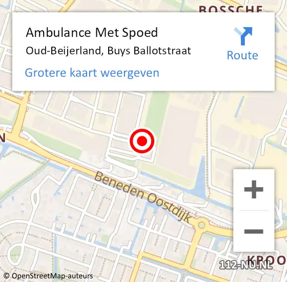 Locatie op kaart van de 112 melding: Ambulance Met Spoed Naar Oud-Beijerland, Buys Ballotstraat op 30 juni 2022 13:15