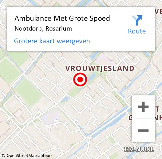 Locatie op kaart van de 112 melding: Ambulance Met Grote Spoed Naar Nootdorp, Rosarium op 30 juni 2022 13:27