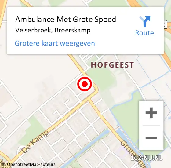 Locatie op kaart van de 112 melding: Ambulance Met Grote Spoed Naar Velserbroek, Broerskamp op 30 juni 2022 13:29