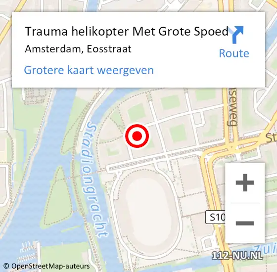 Locatie op kaart van de 112 melding: Trauma helikopter Met Grote Spoed Naar Amsterdam, Eosstraat op 30 juni 2022 13:30