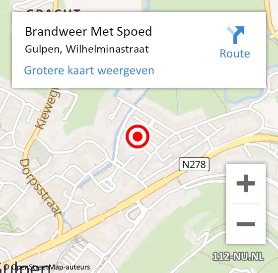 Locatie op kaart van de 112 melding: Brandweer Met Spoed Naar Gulpen, Wilhelminastraat op 30 juni 2022 13:57