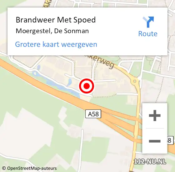 Locatie op kaart van de 112 melding: Brandweer Met Spoed Naar Moergestel, De Sonman op 30 juni 2022 13:59