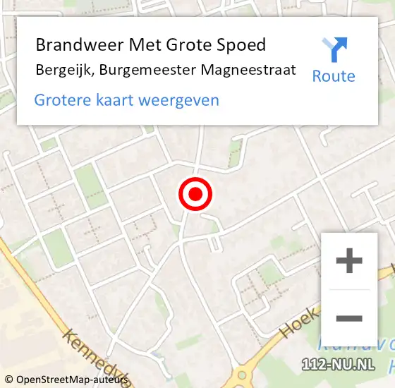Locatie op kaart van de 112 melding: Brandweer Met Grote Spoed Naar Bergeijk, Burgemeester Magneestraat op 30 juni 2022 14:01