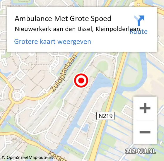 Locatie op kaart van de 112 melding: Ambulance Met Grote Spoed Naar Nieuwerkerk aan den IJssel, Kleinpolderlaan op 30 juni 2022 14:16