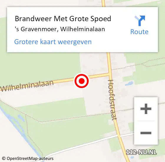 Locatie op kaart van de 112 melding: Brandweer Met Grote Spoed Naar 's Gravenmoer, Wilhelminalaan op 30 juni 2022 14:31