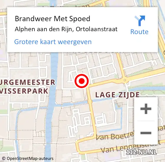 Locatie op kaart van de 112 melding: Brandweer Met Spoed Naar Alphen aan den Rijn, Ortolaanstraat op 30 juni 2022 14:35