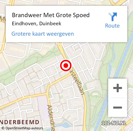 Locatie op kaart van de 112 melding: Brandweer Met Grote Spoed Naar Eindhoven, Duinbeek op 30 juni 2022 14:39