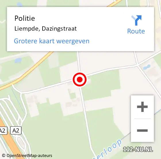 Locatie op kaart van de 112 melding: Politie Liempde, Dazingstraat op 30 juni 2022 14:41