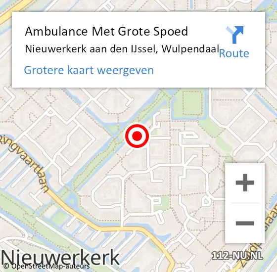 Locatie op kaart van de 112 melding: Ambulance Met Grote Spoed Naar Nieuwerkerk aan den IJssel, Wulpendaal op 30 juni 2022 14:50